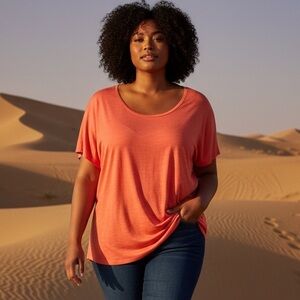 Evans 26/28 Coral T-Shirt Short Sleeve Lightweight Tee Rounded Neck Avenue